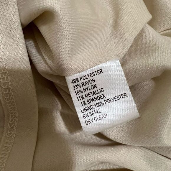 MAGGY LONDON Size 6 Metallic Gold White Sheath Dress Small - Picture 12 of 14